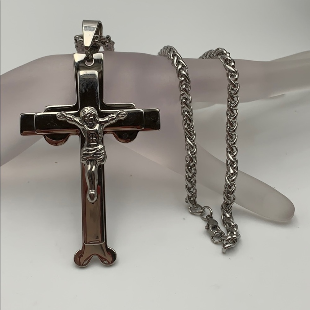 stainless steel chain and cross,